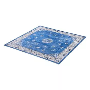 Hagiwara Rug Blue 190 x 190cm Washable Finished Feminine Chinoiserie Shabby Chic Korean Interior Approx. Muguet Non-Slip