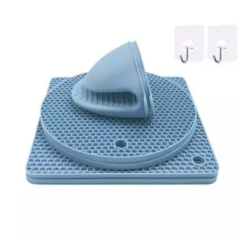 HahaNice Сливной стакан для кастрюли Kitchen Heat Quick Stain 2 квадрата 2 круга 2 синих подставки, держатель, варежки, подставка, коврик, коврик, силикон, посуда,