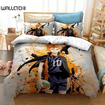 Haikyuu!! Bedding Set 3D Anime Polyester Quilt Cover Pillowcases Queen King For Kids Gift Volleyball Anime Duvet Cover Sets EU Single 135x200cm