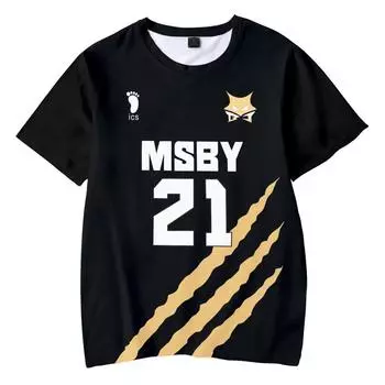 Haikyuu MSBY Black Jackal 3D летняя футболка MSBY футболки с круглым вырезом модные футболки с короткими рукавами camiseta masculina футболки XXS