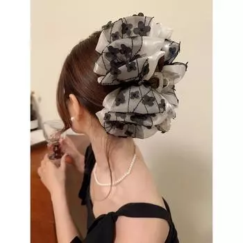 Haimeikang большой бант для волос коготь летний цветок сладкий сетчатый хвост шпилька для волос крабы заколка для волос женские модные аксессуары для волос чёрный