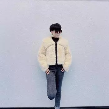 Haining меховая интегрированная шуба женская зимняя новая мода универсальная экологически чистая меховая короткая шуба S (40 kg - 55 kg) абрикосовый