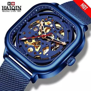 HAIQIN Мужские автоматические механические часы с турбийоном