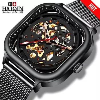 HAIQIN Мужские автоматические механические часы с турбийоном