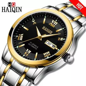 HAIQIN Мужские часы Автоматические механические водонепроницаемые часы стальные военные мужские наручные часы