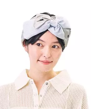 Hair Band Daily Casual Ribbon Striped Satin TKU00379 BLUE Free Size [Kashira] Spring/Summer