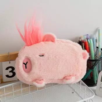 Hair Capybara Plush Pen Pouch With Creative Design For School Supplies And Gift