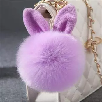 Hair Car Pendant Woman Bag Charms Bunny Keychain Bag Pendant Fur Ball Key Ring Pom Pom Key Chain