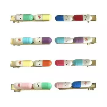 Hair Clip Cartoon Style Happy Pill Hair Pin Plastic Non-Fading Hairpin Headwear Hair Styling Tool Hair Accessory