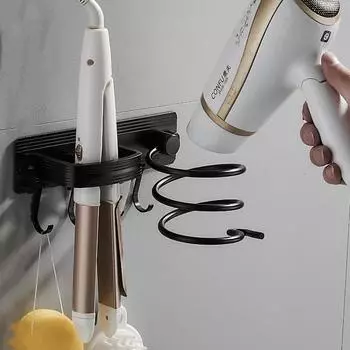 Hair Dryer Holder Organizer Rack Wall Mounted Hair Straightener Stand Bathroom Shelf Storage Shelves Accessories Blower Shelves