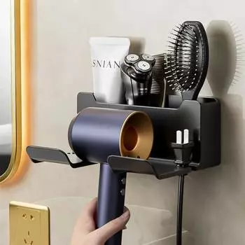 Hair Dryer Holder Wall Dryer Cradle Straightener Stand Organizer Box Toilet Blower Holder Shelf Bathroom Accessories