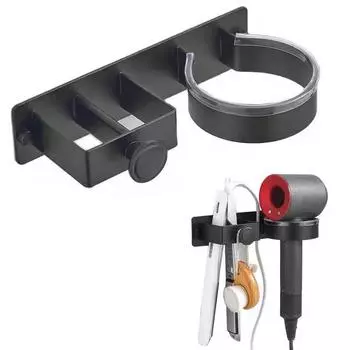 Держатель для фена, настенный держатель для выпрямителя волос в ванной, органайзер для волос, держатель для туалетного вентилятора чёрный
