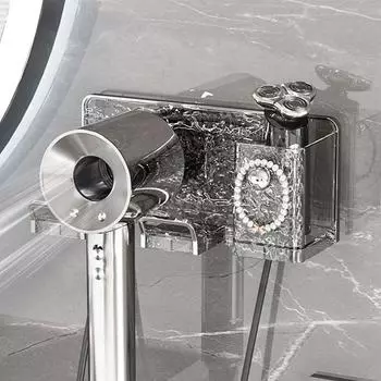 Hair Dryer Holder Wall Mounted Straightener Holder Dyson Dryer Holders ABS Punch Free Blow Dryer Holder Bathroom Organizer