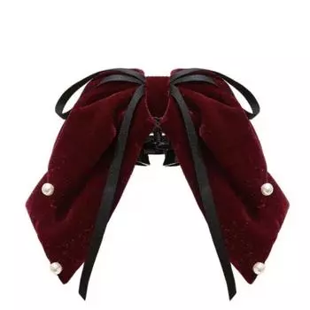 Hair Grab Clip Ribbon Hair Clip Pearl Large Hair Claw Creative Bow Velvet Hair Claw Ladies чёрный