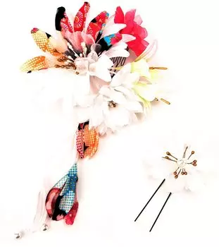 Hair hair graduation entrance made in white 20w127X01Y01 ornament, 2-piece set, kimono, ornament, flower, large, ceremony, ceremony, wedding, kimono, белый