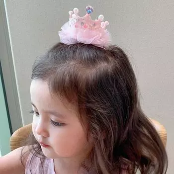 Hair Hoop Lace Princess Pearl Child Hairpin Children Headband Girl Hair Accessories Birthday Crown B