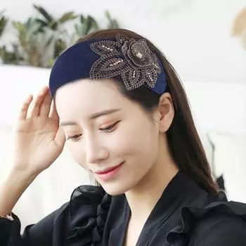 Hair Hoop Non Slip Zircon Mother Hair Hoop Korean Head Wrap Women Hair Hoop Crystal Flower Headband серый