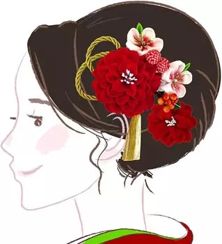 Hair ornament set Furisode ceremony Red Flower [Kyoto Usagido] 2-piece coming-of-age wk-331 Tsumami-zaiku