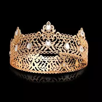 Hair Ornaments King Crown Metal Rhinestone Crown Temperament Princess Tiara Headband белый