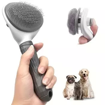 Hair Remover Brush Dog Cat Comb Beauty Brush Non-slip Grooming Tools For Pet Hair Stainless Steel Removal Comb Dogs Accessories серый