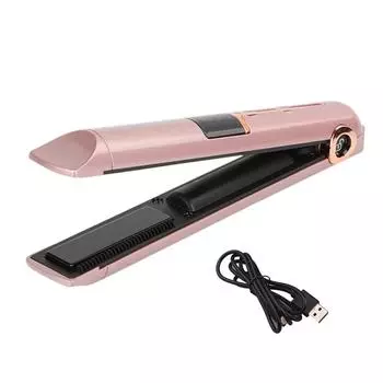 Hair Roller Mini Straightener Cordless Curler USB Charging Rechargeable Stable Performance 2 In 1 Barber Supplies красный