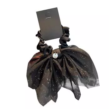 Hair Scrunchies with Bow Shiny Mesh Bowknot Ponytail Holders Scrunchies for Girls Women Black белый