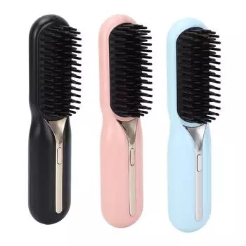 Hair Straightener Brush Negative Ion Curling Straightening Ion Dual Use Electric Hair Styling Comb f Blue