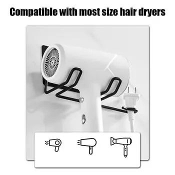 Hair Straightener Dryer Holders Hair Dryer Holder Bathroom Accessories Shelf Wall Mounted Bathroom Organizer Storage Rack чёрный