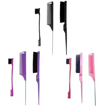 Hair Styling Comb Set Rat Tail Hair Comb Double Sided Teasing Hair Brush for Edge Back Brushing Combing Slicking Hair for Women чёрный