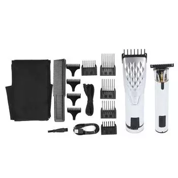 Комплект машинки для стрижки волос с высокой мощностью и светодиодным дисплеем для профессионального использования, набор из 9 шт.