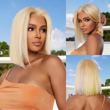 HAIRCUBE 100% человеческие волосы Короткие прямые парики из натуральных волос с челкой Коричневый цвет с темным корнем Жаростойкие для женщин Повседневные косплей-вечеринки