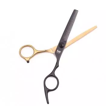 Hairdressing Scissors Beginner 6-Inch Black Gold Straight Snips Bangs Thinning Thinning Scissors For Home Hairdressing Suit Hair Repair Tools 6 inch black gold tooth scissors