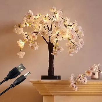 Hairui Sakura Light Illumination Искусственное цветочное дерево 40 светодиодов Цветок вишни Светящийся цветок Работает от батареек Питание от USB с таймером Стильный