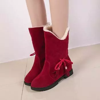 Hairy boots cute plush women s shoes hairball women s 2024 winter women s boots cotton shoes snow boots women s middle heel winter boots spot 35 чёрный