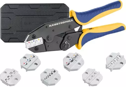 haisstronica 6 Piece Crimping Pliers Crimping Tool Set Heat Shrink Insulated Ferrule Wire Open Barrel Ratchet Wire Crimping Tool for Solar Connectors