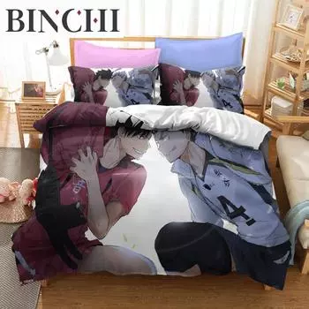 Хайкюу!! Комплект постельного белья 3D аниме полиэстер пододеяльник наволочки королева король для мальчиков подарок волейбол аниме пододеяльник наборы 70x133cm 2pcs