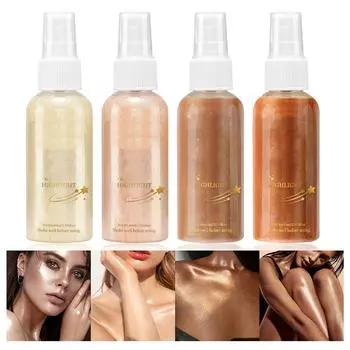 Хайлайтер для тела, жидкий хайлайтер, водостойкий хайлайтер-спрей для стойкого контуринга, блеск для лица и тела 80 мл One Size бежевый