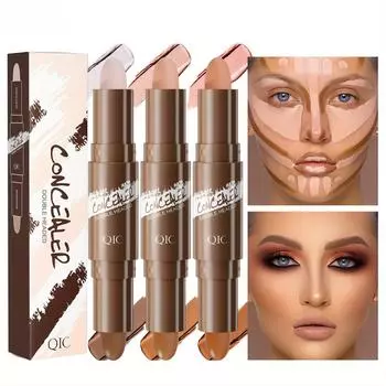 Хайлайтер с двойной головкой, контурный карандаш, консилер, тени для носа, тени, натуральный 3D крем для контуринга, хайлайтер, хайлайтер 01#