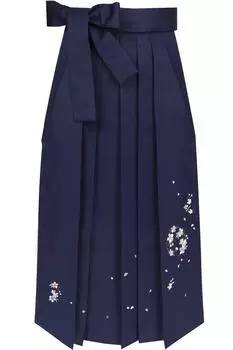 Хакама с вышивкой, однотонная, одинарный предмет, для девочек, темно-синего цвета [KYOETSU] (80см, Синий) тёмно-синий