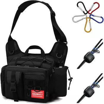 HAKAWAFLY рыболовная широкая большая рыболовная 5WAY плечевая рыболовная подвижная плечевая съемная поясная сумка, рот, емкость, сумка, сумка, водонепроницаемая, сумка, чёрный