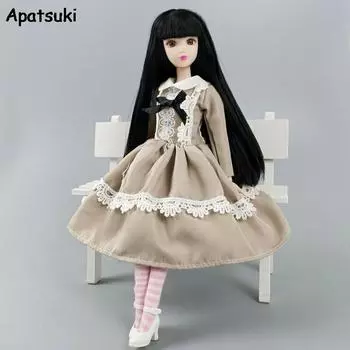 Хаки, белое кружевное модное платье куклы Лолиты для куклы Барби, одежда для 1/6 куклы BJD, праздничное платье, игрушки для детей серый