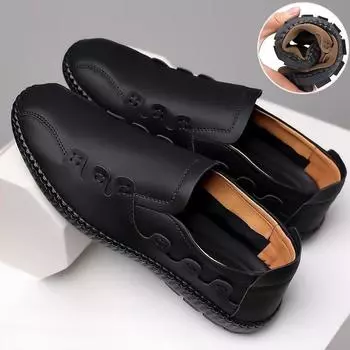 Хаки Мягкие Плоские Мужские Кожаные Туфли Удобные Классические Оригинальные Тренд 2025 Обувь Предложение Летняя Распродажа Ретро Мужская Повседневная Обувь 38