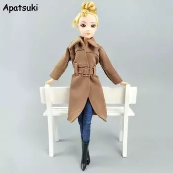 Хаки офисное женское модное пальто для куклы Барби, одежда и обувь, плащ, наряды для кукольного домика Барби, игрушка 1/6, аксессуары для кукол дубильная кора