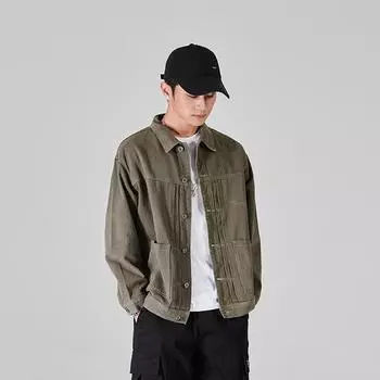 Хаки Tooling куртка мужская свободная трендовая универсальная джинсовая одежда Tide большого размера мужская одежда Tide S