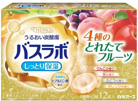 Hakugen Earth HERS Bath Lab 12 таблеток 4 видов свежесобранных фруктов Газированная соль для ванн Уход за кожей