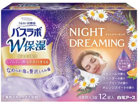 Hakugen Earth HERS Bath Lab W Увлажняющий NIGHT DREAMING 12 таблеток Газированная соль для ванн Уход за кожей Увлажнение