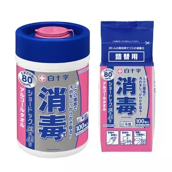 Hakujuji Alcohol Towel Shodoc Super 100 Bottles Refill Set Designed 80 vol% + Quasi-наркотик