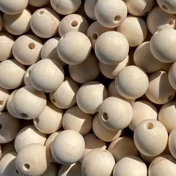 HAKURO Wood Beads 20mm 30pcs Natural