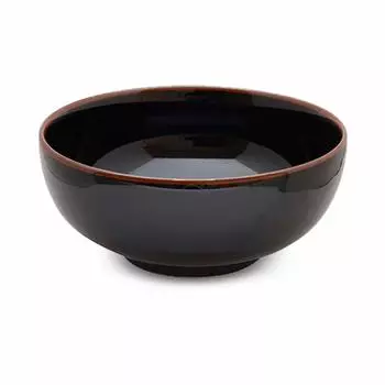 Hakusan Porcelain Tenmoku 5-inch shallow noodle bowl