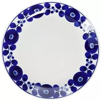 Hakusan Pottery ama-525295 Plate, Blue, Wreath, Bloom, L, Diameter Approx. 9.3 inches (23.5 cm), Hasami Ware Made in Japan